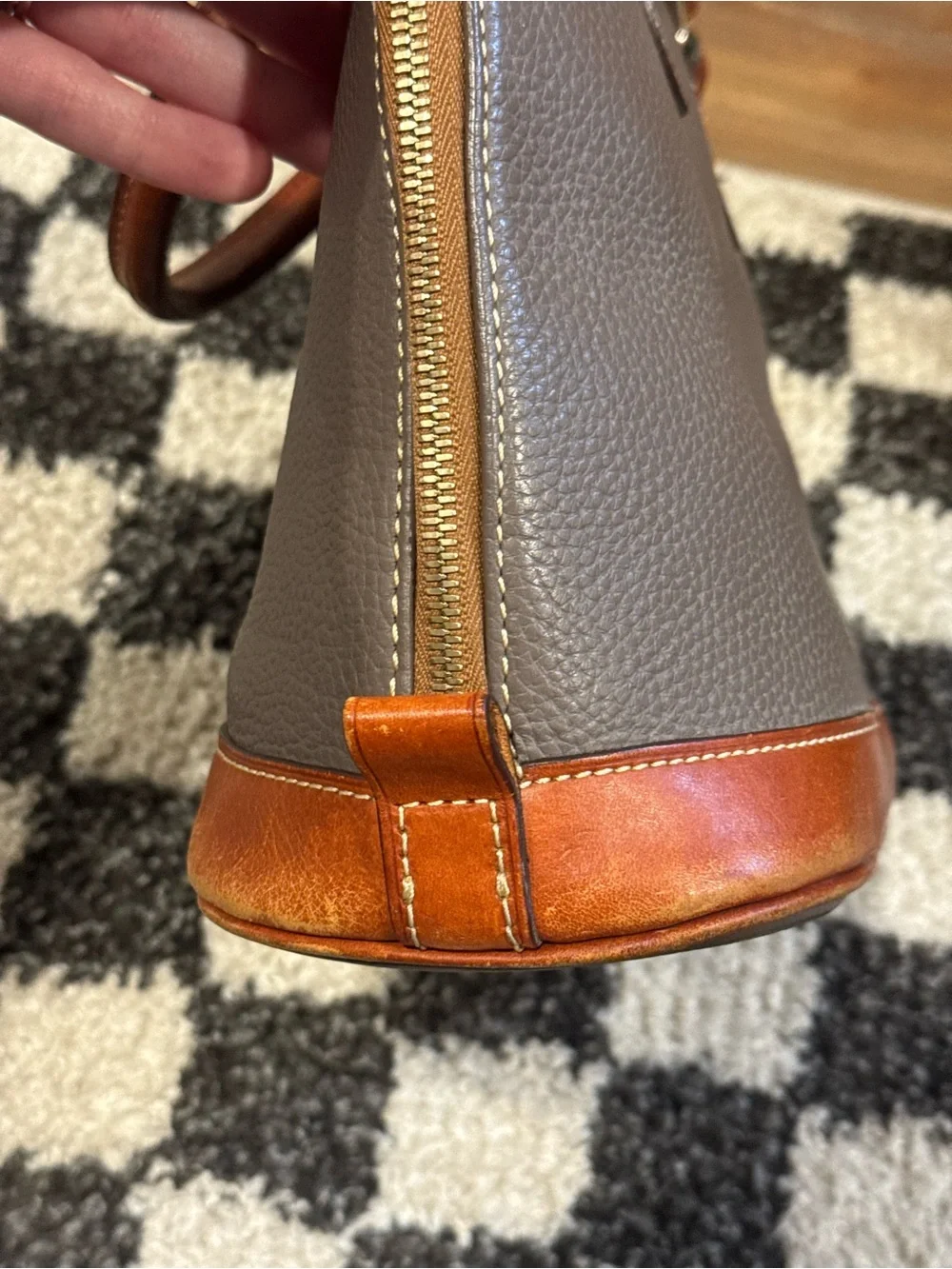 Dooney & Bourke Elephant Gray Pebble Grain Leather Zip Dome Satchel Bag